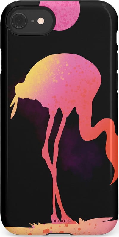 Casetastic Hoesje Geschikt voor Apple iPhone 7/8/SE - Stijlvolle Beschermende Duo-layer Case - Silhouet Flamingo