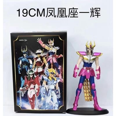 Figurine Anime 19CM Phoenix Ikki Hyoga Seiya Shiryu Modèle Armure Debout Jouets pour Enfants Boîte PVC Décoration de Collection de Bureau No box