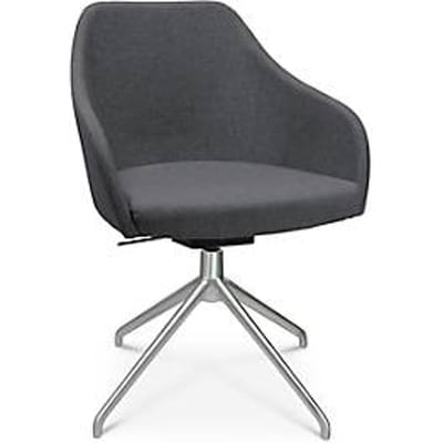 Conferentiestoel Topstar Sitness Life 2.1, draaibaar/zitting in hoogte verstelbaar, armleuningen, B 350-480 x D 460 x H 460-490 mm, 4-poots onderstel, mat aluminium & stof, anthr.