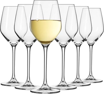 KROSNO | Witte Wijnglazen | Set van 6 - 200 ML | Loodvrij kristalglas | Splendour Collectie | Perfect voor Thuis, Restaurants en Feesten | Vaatwasser Veilig