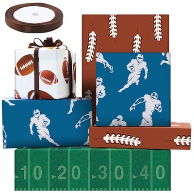 Dailygoods- Inpakpapier Rugbythema - Cadeaupapier Verjaardag - Geschenkverpakking Sport - Inpakpapier Rollen - 50x70cm per vel - Premium Glanzend Papier