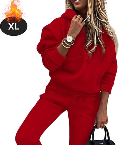 Nivard Joggingpak - Huispak - Volwassenen - Trainingspak - Comfortabel - Joggingsbroek - Tracksuit - Dames - Rood - XL