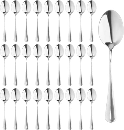 Set van 50 Roestvrijstalen Theelepels van 17 cm, Spiegelschoon Dessertsleutels voor Thuis, Keuken en Restaurant