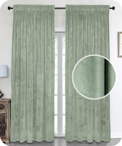 Unyqoos ® Geraffineerd Fluweel Verduisterend Gordijn met Kruisband en U-band, Lichtgroen, 140x245 cm