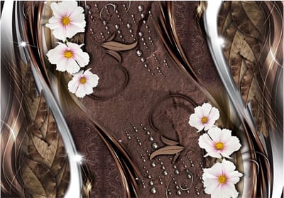 Fotobehangkoning - Behang - Vliesbehang - Fotobehang Luxe Bloemen - Hotel Chique - Snow mirages - 400 x 280 cm