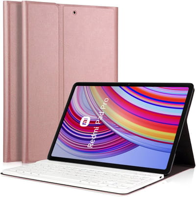 Hoes met toetsenbord geschikt voor Xiaomi Redmi Pad Pro - Keyboard Book Case Cover Hoesje Rosegoud