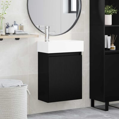 vidaXL - Badkamermeubel - met - kraan - Zwart - 45,5 - x - 22,5 - x - 84 - cm