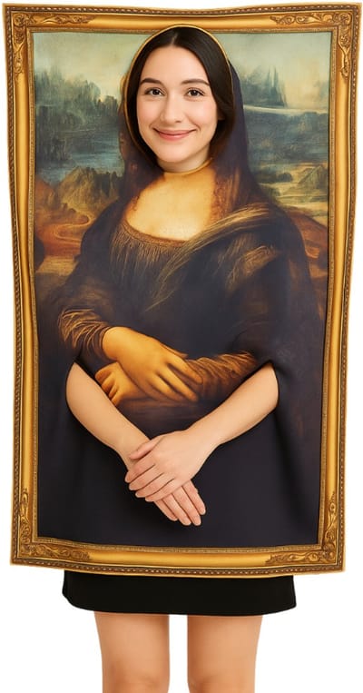 Joya Party® Mona Lisa Verkleedpak Volwassenen | Hilarisch Kostuum | Eén Maat | Carnaval Halloween Themafeest Verkleed Kostuum Vrouwen en Mannen