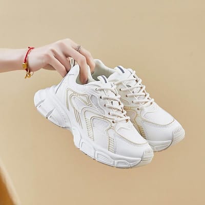 Platform Dad Schoenen Dames Vier Seizoenen Nieuw Veelzijdig Mesh Witte Schoenen Mode Casual Ins Stijl Trend Dames Schoenen 40 beige