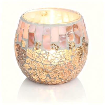 Dailygoods- Theelichthouder Mozaïek Glas - Gekraakt Glas Kandelaar - Romantische Kaarsenhouder - Decoratie voor Tafel - Hoogwaardig en Duurzaam