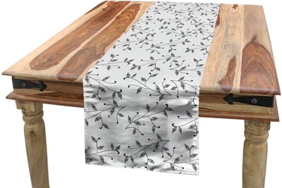 ABAKUHAUS blad-tafelloper – 40x180 cm – grijs-wit, machinewasbaar