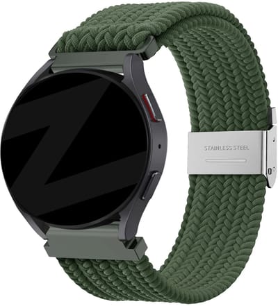 Bandz Woven Nylon Strap (Olijfgroen) geschikt voor Garmin Vivoactive 4, Venu 2, Venu 3, Venu 4 - 45mm, Forerunner 255, 265, 570 - 47mm - Comfortabele en duurzame horlogeband