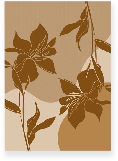 Poster 20x30 cm - Lelies - Bloemen - Bruin - Beige - Japandi - Minimalistisch - Muurdecoratie - Wanddecoratie