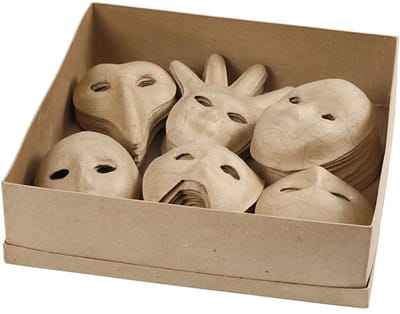 Handgemaakte Papier-Maché Maskers - Set van 60 Stuks - 6 Verschillende Vormen - 12-21 cm - Creatief Masker Maken