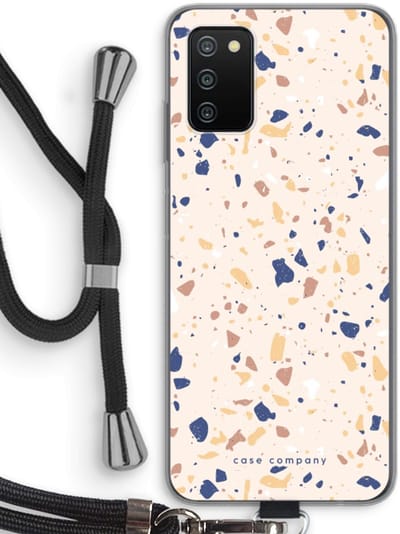 Case Company® - Hoesje met koord geschikt voor Samsung Galaxy A03S hoesje met Koord - Terrazzo N°23 - Telefoonhoesje met Zwart Koord - Bescherming aan alle Kanten en Over de Schermrand