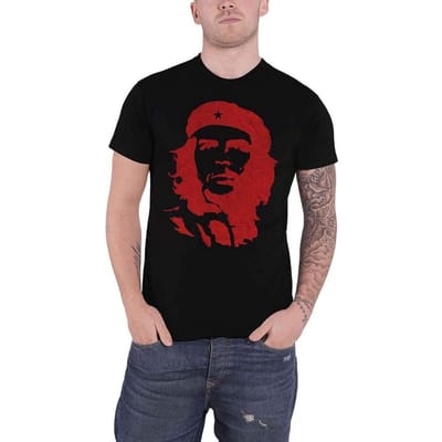 Che Guevara Unisex volwassen rood op zwart katoenen T-shirt M zwart