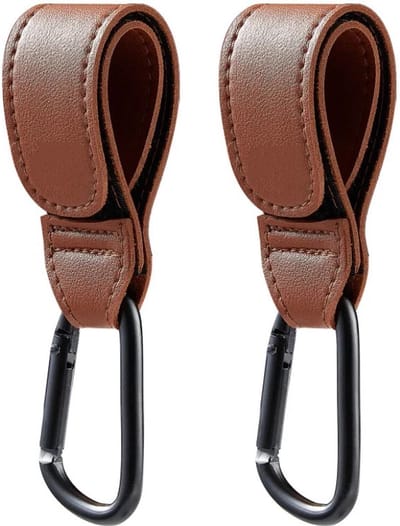Buggy Clips - Tashaken Kinderwagen - Boodschappen Dragen - Antislip Schuimhandvat - 2 Stuks - Bruin