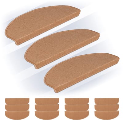trapmatten zelfklevend - set van 15 - halve maantjes - 65 x 24 cm - beige