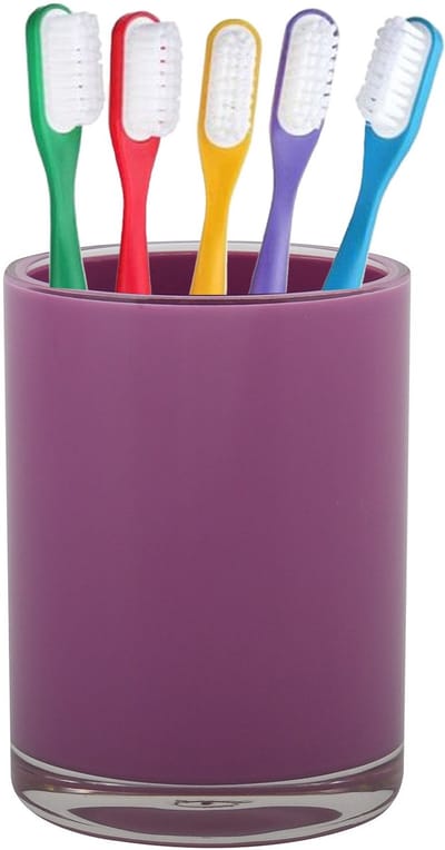 Home & Styling badkamer bekers - tandenborstelhouder - Troyes - kunststof - paars - 7 x 9 cm