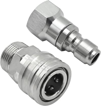 SnelShoppen - Hoge Druk Reiniger Adapter 14mm RVS Vrouwelijk naar 3/8" Snelle Verbinding Stekker Draaibaar Man naar 3/8" Snelle Verbinding Socket voor