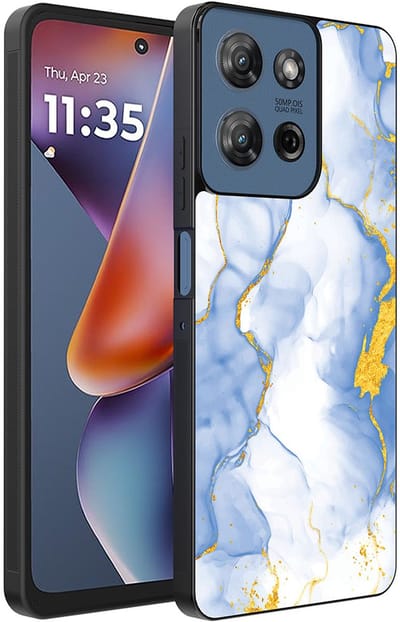 Smartphonica Telefoonhoesje Geschikt voor Motorola Moto G 2025 met Lichtblauw Goud Marmer Opdruk - TPU Backcover Case Lightblue Gold Marble Design geschikt voor Motorola Moto G 2025