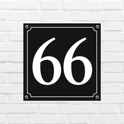 Huisnummerbord Mat zwart Deluxe - Nummer 66 - incl. bevestiging