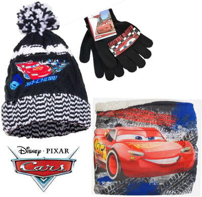 Disney Cars Winterset - Muts + Col + Handschoenen - Zwart - Maat 52 cm - ± 2-4 jaar
