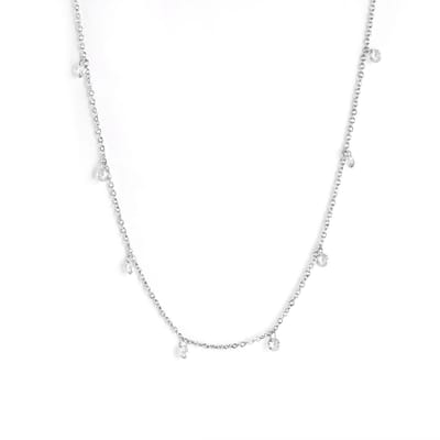 Planet Pink - Ketting diamanten bedeltjes zilver - Stainless Steel - Roestvrij Staal rvs - Waterproof