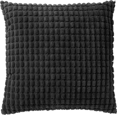 Dutch Decor ROME - kussenhoes 45x45 cm - effen kleur - 3D-structuur - Raven - zwart - met rits - zonder binnenkussen