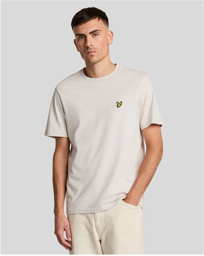 Lyle & Scott Plain T-shirt Polo's & T-shirts Heren - Polo shirt - Beige - Maat XS