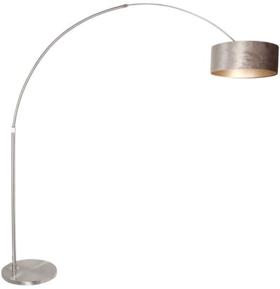 Vloerlampen Staalkleurig met Metaal en Textiel, Modern, hoogte verstelbaar, Sparkled Light 8125ST, Steinhauer