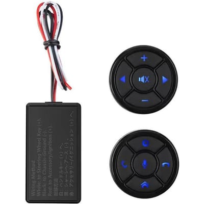 Auto Multifunctionele Stuurwielcontroller Draadloze Stuurwielbediening Afstandsbedieningsknop met 2 Ronde Controllers zwart