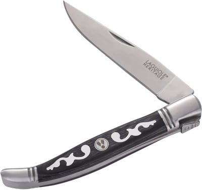 Laguiole Heritage Opvouwbaar Zakmes – 21 cm – Pakkahout Arabesque – Lemmet Edelmetaal – Vouwmes in Luxe Cadeauverpakking