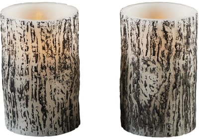 Livarno Home LED Was Kaars - Houtlook - 12.5 x 7.8 cm - Set van 2 stuks