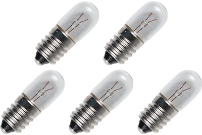 Signaallamp E10 6.3V 2W - 317 mAh - 5 stuks - T10 Gloeilamp Ø10mm - 28mm - 2500K - Dimbaar