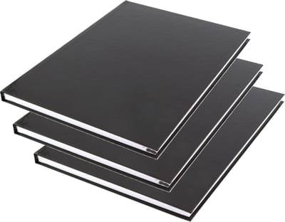 Kangaro Schoolschriften - 3x - A4 - 80 pagina's - harde kaft - gelinieerd - zwart - notitieboek