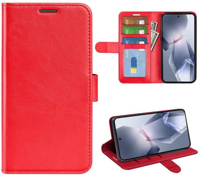 MobyDefend Hoesje - Geschikt voor OnePlus 13R - Wallet Book Case (Sluiting Achterkant) - Rood