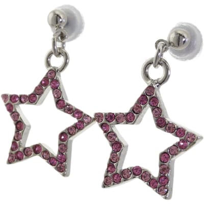 Behave - Oorbelhangers dames - Ster roze kristal - Trendy accent