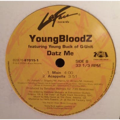 12 inch Plaat YOUNGBLOODZ - Datz Me 82876670151 LaFace Records 2004 US Rap & Hip-Hop/R&B Gebruikt brown