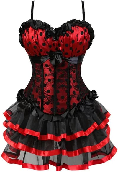 Victoriaans Korset Rok Set met Bandjes en Strik - Gothic Lolita Cosplay Kostuum Rood