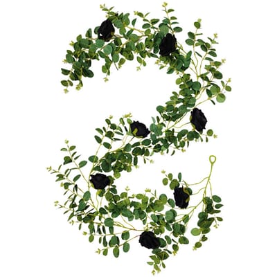 Kunststof Rotan Halloween Zwarte Decoratie Interieur Huis Hangende Decoratie Rozen Rotan black