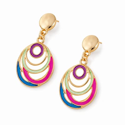Luxamore® Oorbellen Dames – Ovale Hang Oorbellen Goudkleurig Multicolor – Statement Oorbellen – Dames Sieraden – Cadeau voor Haar