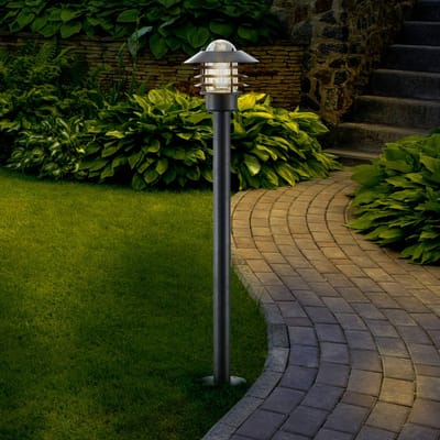 Lindby - Padverlichting, zuillampen - 1licht - Ijzer, glas - H: 100 cm - E27 - zwart