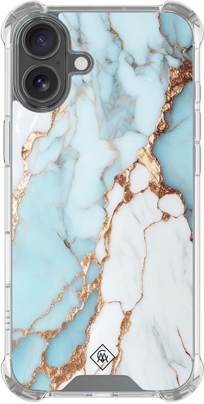 Casimoda® hoesje - Geschikt voor iPhone 17 - Marmer Lichtblauw - Shockproof case - Extra sterk - TPU/polycarbonaat - Blauw, Transparant
