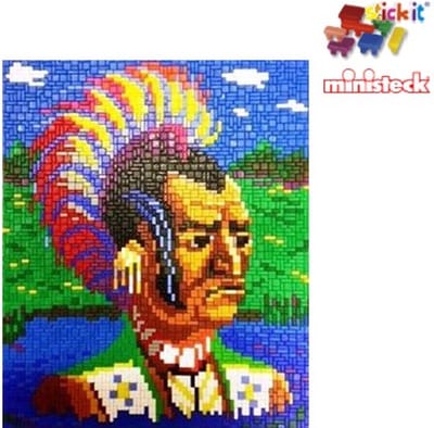 Stick-it Opperhoofd Irokesen (indianen), ca. 3.500 steentjes, compatibel met Ministeck