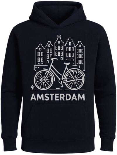 Hoodie Fiets Amsterdam - Donkerblauw - S