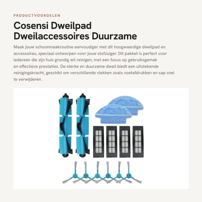 Dailygoods- Stofzuiger Onderdelen Hoogwaardige Set - Hoofdrolborstels - Dweilen - HEPA-Filters - Zijborstels - Compatibel met Cecotec Conga 3090 - Stofzuigeraccessoires