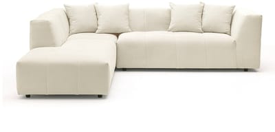 Vente-unique Grote hoekbank met hoek links van beige ribfluweel met fijne ribbels NAEMIA van Maison Céphy