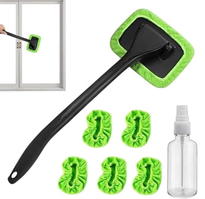 Ruitreiniger Auto - Microvezel Tool - Glas Reinigen - 180 Graden Draaibaar - 22 x 16 cm - Groen