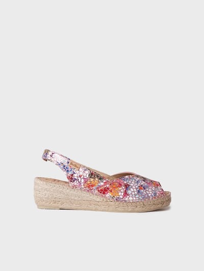 Dames leren espadrille met open neus en sleehak | BERNAIA-PM